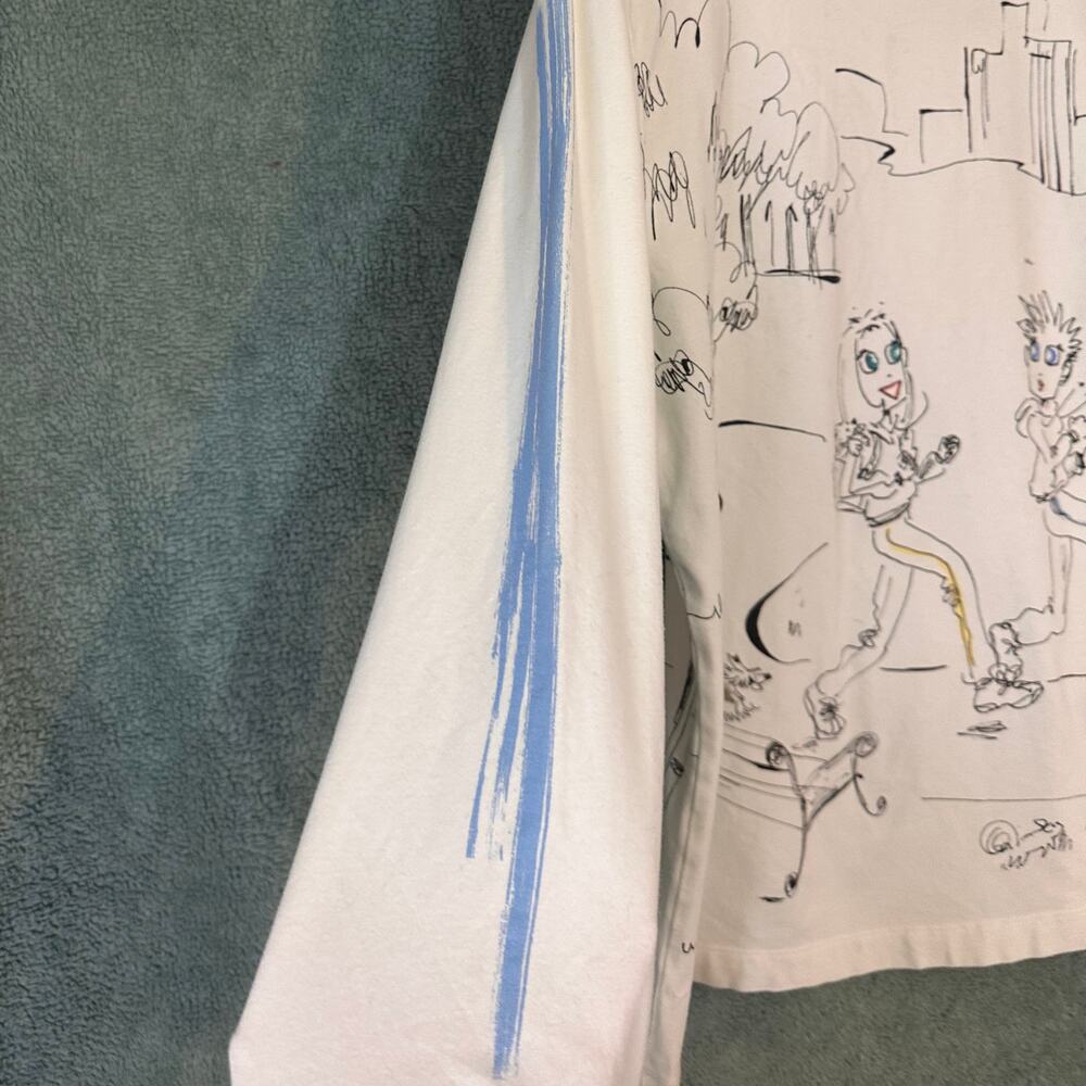 Chico's Chat Tees Graphic Art Top Size 2( SZ XL) Bicycle Park Scene Shirt - Picture 6 of 8